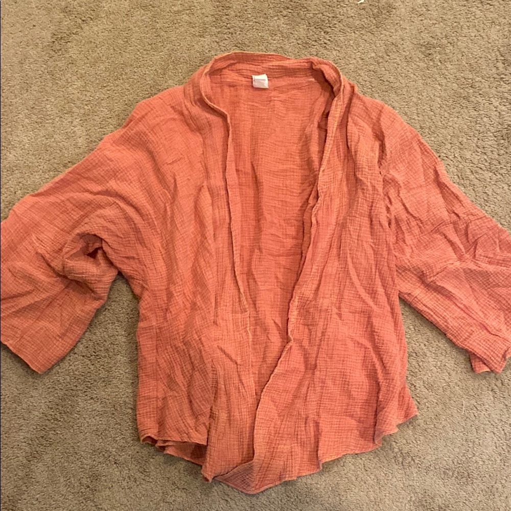 Coral Open Front Cardigan